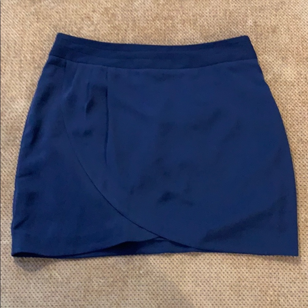 Navy Draped Mini Skirt